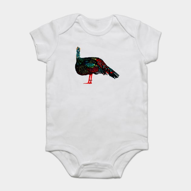 Ocellated Turkey Baby Bodysuit by H. R. Sinclair